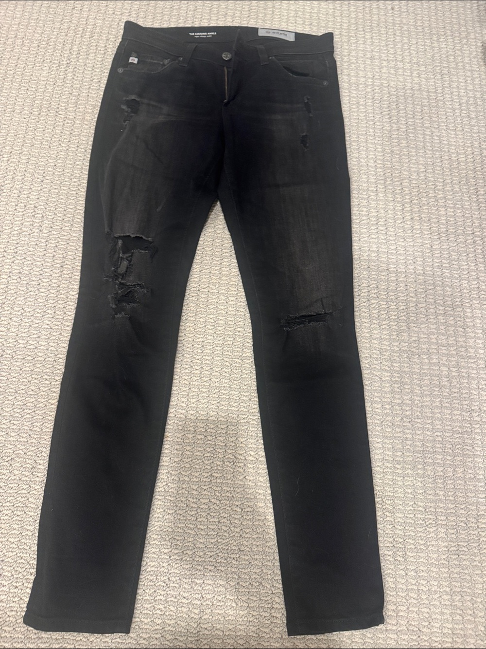 Ag Adriano Goldschmied Black Super Skinny Ankle Jeans- The Legging Ankle